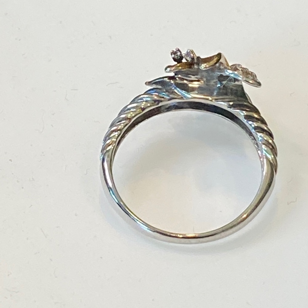 Beautiful Lilly Flower Diamond Sterling Ring! - Picture 7 of 13
